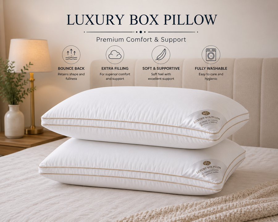 Luxury Box Pillows – Pair | Extra Filled Soft & Supportive