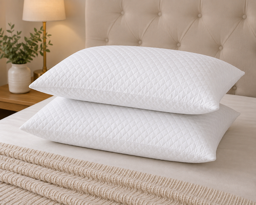 Diamond Quilted Pillows – Pair | Soft & Supportive Fibre Filled