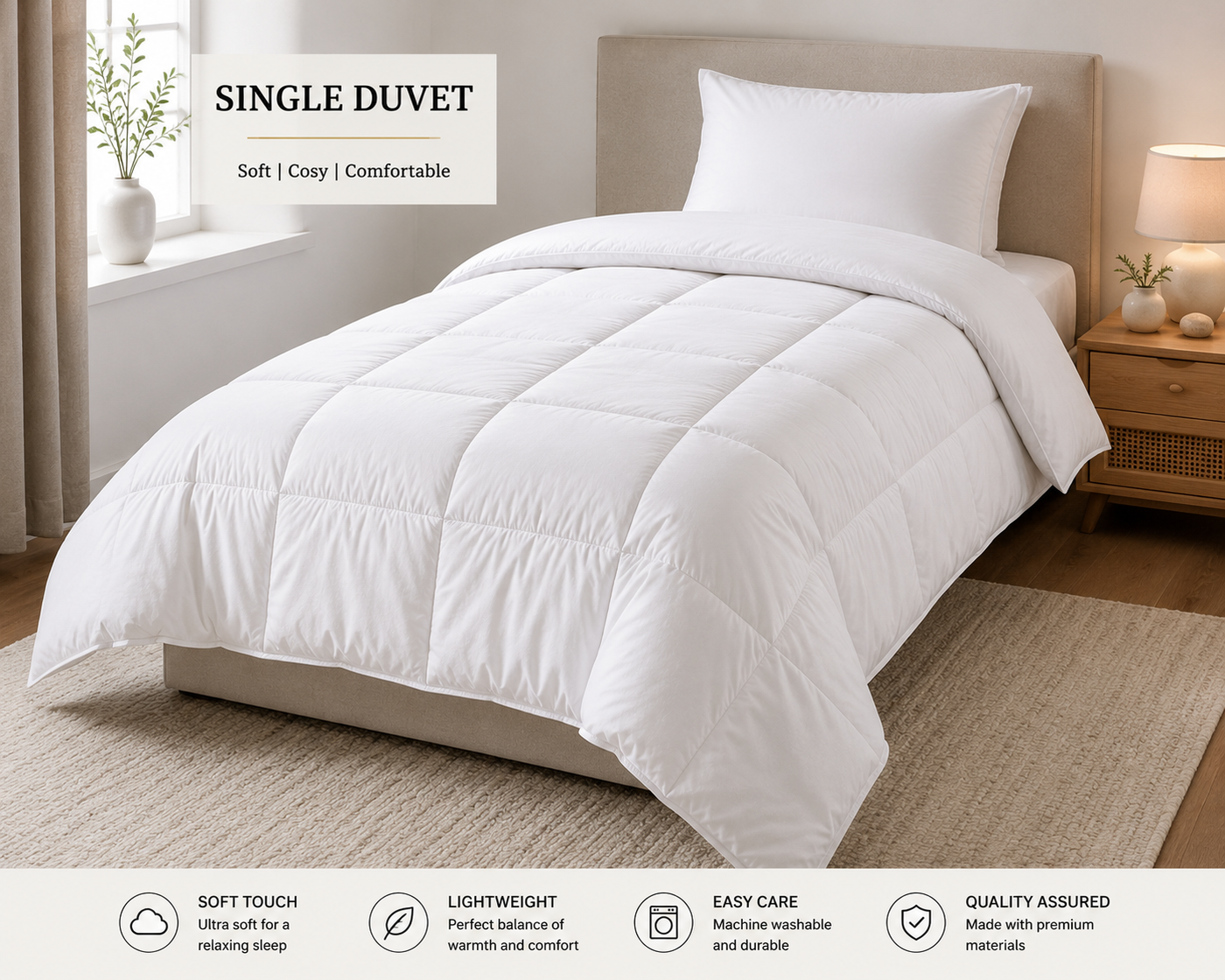 Luxury Single Duvet – Soft, Cosy & Comfortable